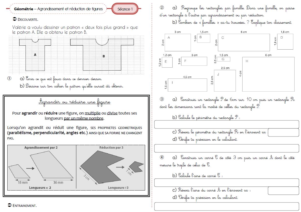 Exercices Agrandissement Et Reduction De Figures Cm2 Pdf